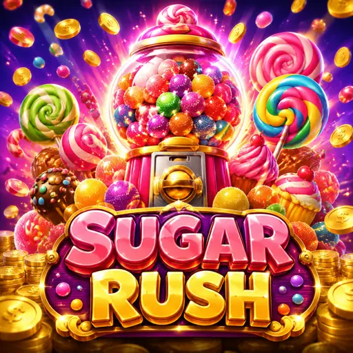 Cartão do Sugar Rush com guloseimas em grade 7x7
